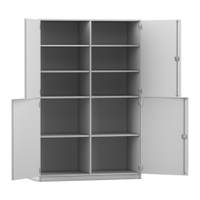 Flexeo® Schrank, 10 Fächer, Mittelwand, 4 Halbtüren, Breite 126,4 cm