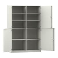 Flexeo® Schrank, 10 Fächer, Mittelwand, 4 Halbtüren, Breite 126,4 cm