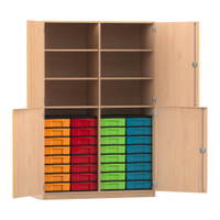 Flexeo® Schrank, 32 kleine Boxen, 6 Fächer, Mittelwand, 4 Halbtüren - 802013v0009 p01 1000
