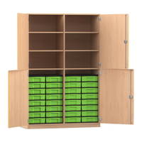 Flexeo® Schrank, 32 kleine Boxen, 6 Fächer, Mittelwand, 4 Halbtüren – Bild 14