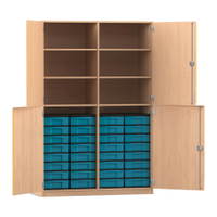 Flexeo® Schrank, 32 kleine Boxen, 6 Fächer, Mittelwand, 4 Halbtüren – Bild 33