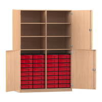 Flexeo® Schrank, 32 kleine Boxen, 6 Fächer, Mittelwand, 4 Halbtüren – Bild 32
