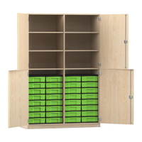 Flexeo® Schrank, 32 kleine Boxen, 6 Fächer, Mittelwand, 4 Halbtüren – Bild 79