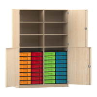 Flexeo® Schrank, 32 kleine Boxen, 6 Fächer, Mittelwand, 4 Halbtüren – Bild 82