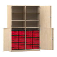 Flexeo® Schrank, 32 kleine Boxen, 6 Fächer, Mittelwand, 4 Halbtüren – Bild 67