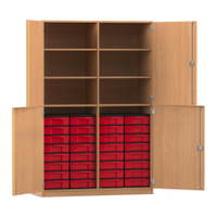 Flexeo® Schrank, 32 kleine Boxen, 6 Fächer, Mittelwand, 4 Halbtüren – Bild 76