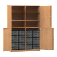 Flexeo® Schrank, 32 kleine Boxen, 6 Fächer, Mittelwand, 4 Halbtüren – Bild 108