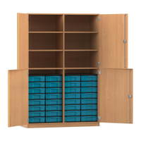 Flexeo® Schrank, 32 kleine Boxen, 6 Fächer, Mittelwand, 4 Halbtüren – Bild 90