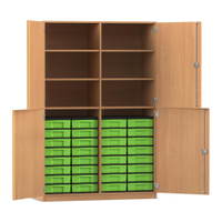 Flexeo® Schrank, 32 kleine Boxen, 6 Fächer, Mittelwand, 4 Halbtüren – Bild 93