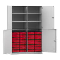 Flexeo® Schrank, 32 kleine Boxen, 6 Fächer, Mittelwand, 4 Halbtüren – Bild 118