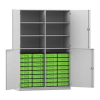 Flexeo® Schrank, 32 kleine Boxen, 6 Fächer, Mittelwand, 4 Halbtüren – Bild 128