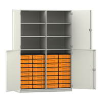 Flexeo® Schrank, 32 kleine Boxen, 6 Fächer, Mittelwand, 4 Halbtüren – Bild 172