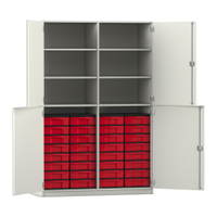 Flexeo® Schrank, 32 kleine Boxen, 6 Fächer, Mittelwand, 4 Halbtüren – Bild 152