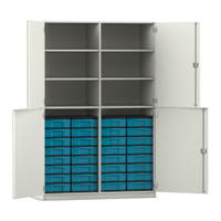 Flexeo® Schrank, 32 kleine Boxen, 6 Fächer, Mittelwand, 4 Halbtüren – Bild 140