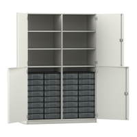 Flexeo® Schrank, 32 kleine Boxen, 6 Fächer, Mittelwand, 4 Halbtüren – Bild 164