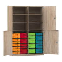 Flexeo® Schrank, 32 kleine Boxen, 6 Fächer, Mittelwand, 4 Halbtüren – Bild 201