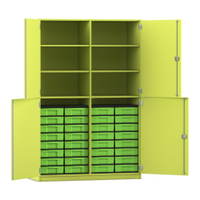 Flexeo® Schrank, 32 kleine Boxen, 6 Fächer, Mittelwand, 4 Halbtüren – Bild 215