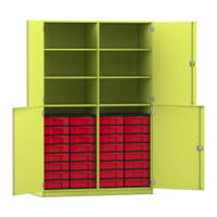 Flexeo® Schrank, 32 kleine Boxen, 6 Fächer, Mittelwand, 4 Halbtüren – Bild 219