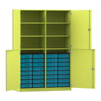 Flexeo® Schrank, 32 kleine Boxen, 6 Fächer, Mittelwand, 4 Halbtüren – Bild 221