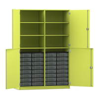 Flexeo® Schrank, 32 kleine Boxen, 6 Fächer, Mittelwand, 4 Halbtüren – Bild 243