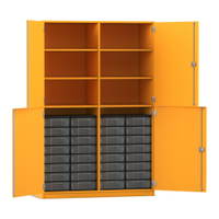 Flexeo® Schrank, 32 kleine Boxen, 6 Fächer, Mittelwand, 4 Halbtüren – Bild 276
