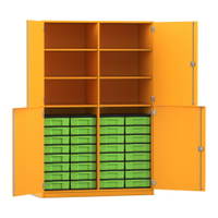 Flexeo® Schrank, 32 kleine Boxen, 6 Fächer, Mittelwand, 4 Halbtüren – Bild 267