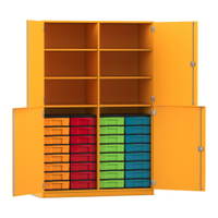 Flexeo® Schrank, 32 kleine Boxen, 6 Fächer, Mittelwand, 4 Halbtüren – Bild 287