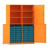 Flexeo® Schrank, 32 kleine Boxen, 6 Fächer, Mittelwand, 4 Halbtüren