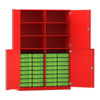 Flexeo® Schrank, 32 kleine Boxen, 6 Fächer, Mittelwand, 4 Halbtüren – Bild 312