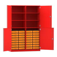 Flexeo® Schrank, 32 kleine Boxen, 6 Fächer, Mittelwand, 4 Halbtüren – Bild 325