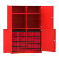 Flexeo® Schrank, 32 kleine Boxen, 6 Fächer, Mittelwand, 4 Halbtüren – Bild 305