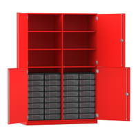 Flexeo® Schrank, 32 kleine Boxen, 6 Fächer, Mittelwand, 4 Halbtüren – Bild 307