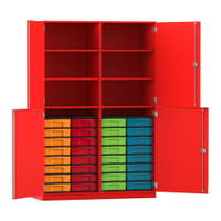 Flexeo® Schrank, 32 kleine Boxen, 6 Fächer, Mittelwand, 4 Halbtüren – Bild 327