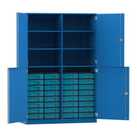 Flexeo® Schrank, 32 kleine Boxen, 6 Fächer, Mittelwand, 4 Halbtüren – Bild 332