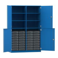Flexeo® Schrank, 32 kleine Boxen, 6 Fächer, Mittelwand, 4 Halbtüren – Bild 337