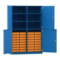 Flexeo® Schrank, 32 kleine Boxen, 6 Fächer, Mittelwand, 4 Halbtüren – Bild 331