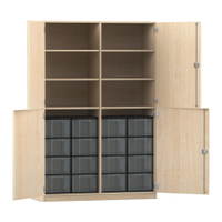 Flexeo® Schrank, 16 große Boxen, 6 Fächer, Mittelwand, 4 Halbtüren