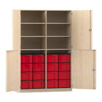 Flexeo® Schrank, 16 große Boxen, 6 Fächer, Mittelwand, 4 Halbtüren