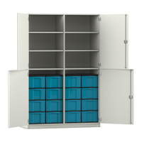 Flexeo® Schrank, 16 große Boxen, 6 Fächer, Mittelwand, 4 Halbtüren