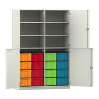 Flexeo® Schrank, 16 große Boxen, 6 Fächer, Mittelwand, 4 Halbtüren