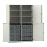 Flexeo® Schrank, 16 große Boxen, 6 Fächer, Mittelwand, 4 Halbtüren