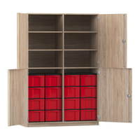 Flexeo® Schrank, 16 große Boxen, 6 Fächer, Mittelwand, 4 Halbtüren