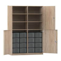Flexeo® Schrank, 16 große Boxen, 6 Fächer, Mittelwand, 4 Halbtüren