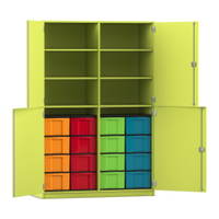 Flexeo® Schrank, 16 große Boxen, 6 Fächer, Mittelwand, 4 Halbtüren