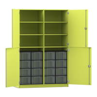 Flexeo® Schrank, 16 große Boxen, 6 Fächer, Mittelwand, 4 Halbtüren
