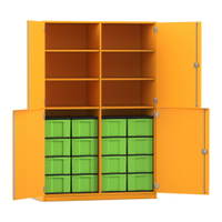 Flexeo® Schrank, 16 große Boxen, 6 Fächer, Mittelwand, 4 Halbtüren