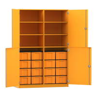 Flexeo® Schrank, 16 große Boxen, 6 Fächer, Mittelwand, 4 Halbtüren