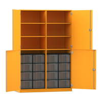 Flexeo® Schrank, 16 große Boxen, 6 Fächer, Mittelwand, 4 Halbtüren