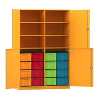 Flexeo® Schrank, 16 große Boxen, 6 Fächer, Mittelwand, 4 Halbtüren
