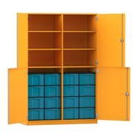 Flexeo® Schrank, 16 große Boxen, 6 Fächer, Mittelwand, 4 Halbtüren